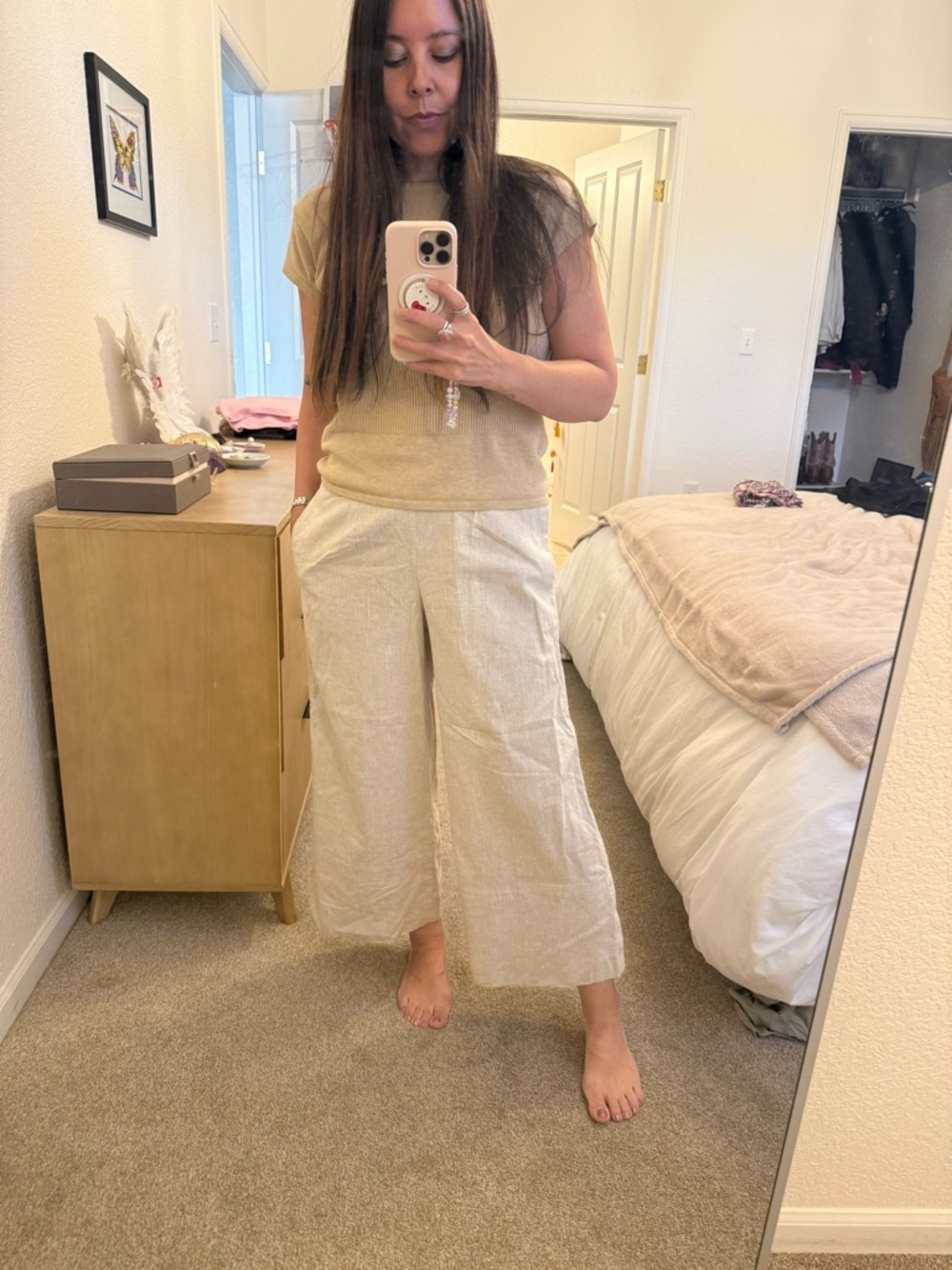 BANANA REPUBLIC Linen Cotton Blend wide leg capri pants size Small